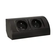 Nábytková rohová zásuvka čierna 2x230V AE-1303/B s káblom bez vidlice