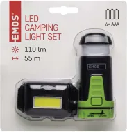 Sada čelovka LED a kempingové LED svetlo P4007