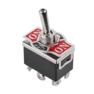 Prepínač páčkový 3polohy/6pin ON-OFF-ON 250V/10A skr.