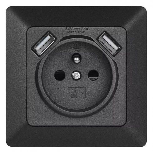 Zásuvka s USB antracit 2,1A max. A6000.2