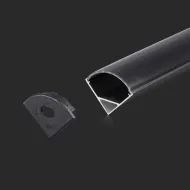 Hliníkový profil LED rohový 15,8 x 15,8 x 2000 mm, čierny profil aj kryt/difúzor