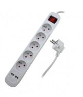 Predlžovací kábel 1,5m/5 zásuviek s vypínačom + 2xUSB