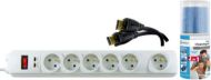 Prepäťová ochrana 6 zásuviek 1,5m (P53895) + set HDMI a čistiaci sprej