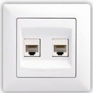 Dátová dvojitá zásuvka Simple biela CAT6 