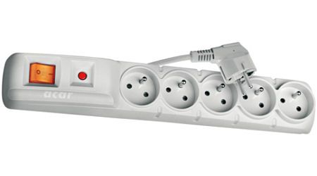 Prepäťová ochrana 5 zásuviek 1,5 m šedá (P53873)