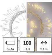 LED vianočná reťaz NANO CLUSTER 100LED, 2,4m na baterky