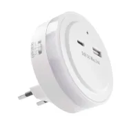 Orientačné LED svietidlo EMOS P3323 s fotosenzorom do zásuvky + USB