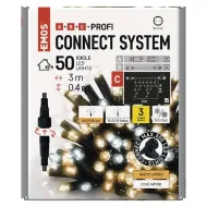 PROFI FLASH-LED spojovateľný preblikávajúci záves, 50 LED, 3 x 0.4M, studená biela/teplá biela