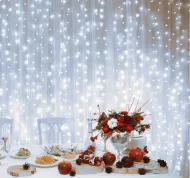 LED sveteľný záves 600LED cluster spojovateľný 2,7x0,6m IP44 DLFC600/WW/WH